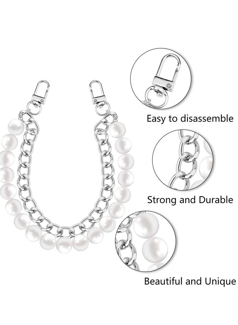 Y&D Bag Strap Extender, 2 Pcs 9.45 Inch Pearl Purse Chain Short Handle Replacement Metal Shoulder Imitation Handbag Accessories for Bags Crafts Women - Image 4