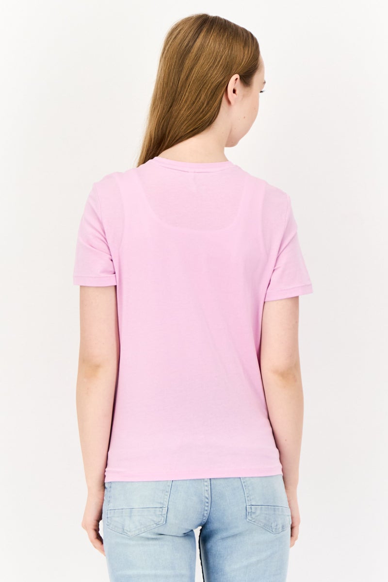 ONLY تي شيرت نسائي بقصة عادية بأكمام قصيرة مزين بالخرز، لافندر - Image 3