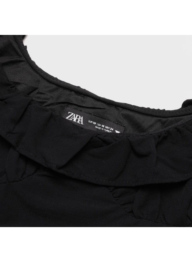 Zara women's Solid Color Ruffled Trim Night Romance Spaghetti Strap Cropped Camisole - Image 4
