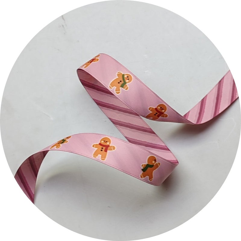 16Mm Gingerbread Man Full Glow Polyester Christmas Belt L16S174 Double Sided 4 Color Positioning Heat Transfer Ribbon - Image 5