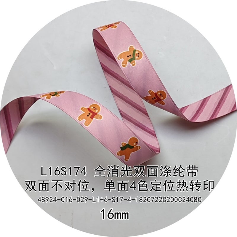 16Mm Gingerbread Man Full Glow Polyester Christmas Belt L16S174 Double Sided 4 Color Positioning Heat Transfer Ribbon - Image 2