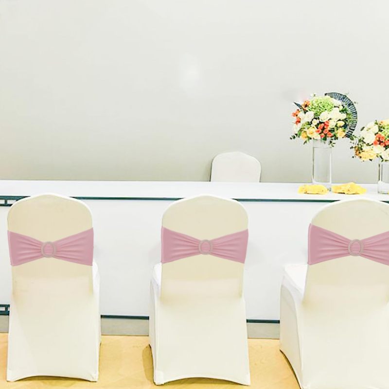 Elastic Chair Sashes 13cm X 35cm Wrinkle-free Stretch Fabric - Exquisite Neat Edges Durable Chair Bows for Wedding Banquet Party Decoration - Image 5