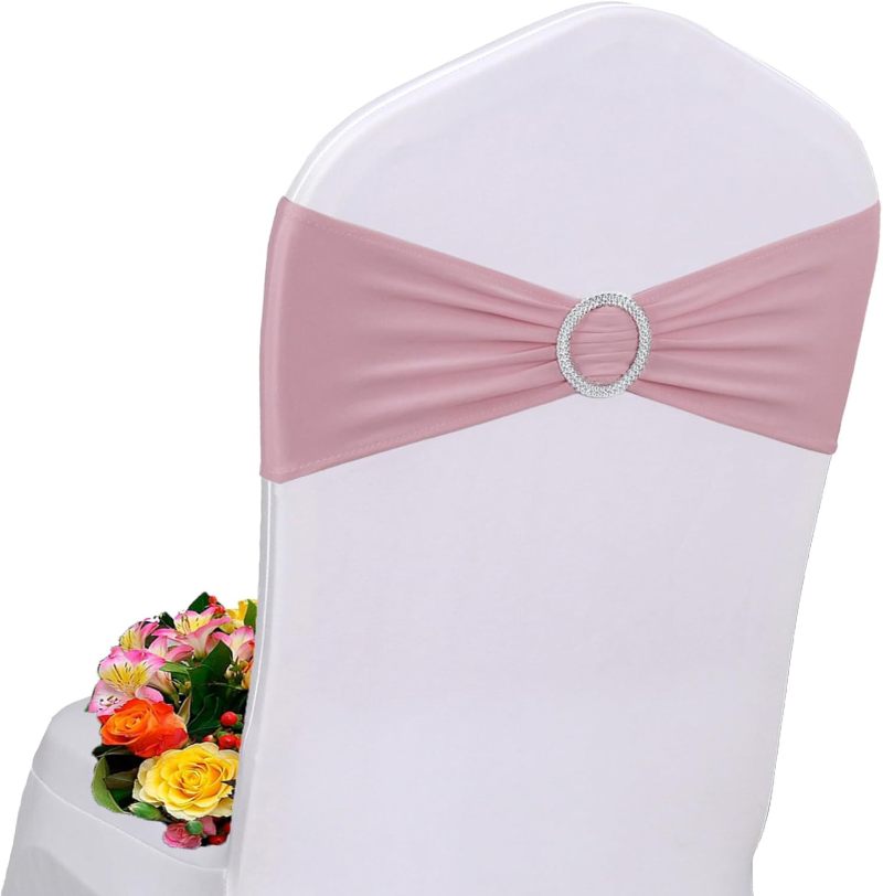 Elastic Chair Sashes 13cm X 35cm Wrinkle-free Stretch Fabric - Exquisite Neat Edges Durable Chair Bows for Wedding Banquet Party Decoration - Image 2