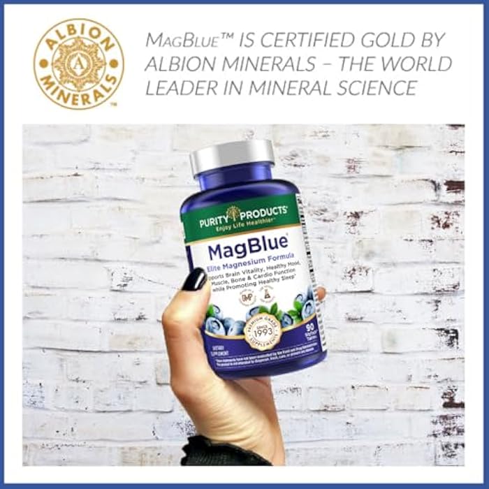 Purity Products MagBlue - Magnesium Bisglycinate Buffered & More - 90 Tablets - Image 5