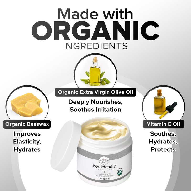 BeeFriendly Organic Penile Health Creme, USDA Certified Cream, Natural Moisturizer Aids With Dry, Chafed, Itchy, Irritated & Sensitive Male Skin 2 oz - Image 4