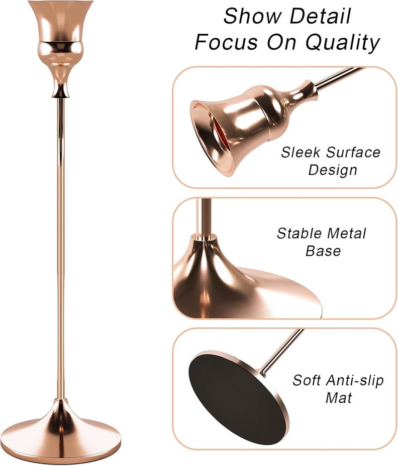 SHOWIN Full village delivery cover Candlestick Holders Rose Gold, 3 Packs Taper Candle Holder for Candlesticks, Candle Sticks Holder Decor for Home Decor Standard fit - Image 2