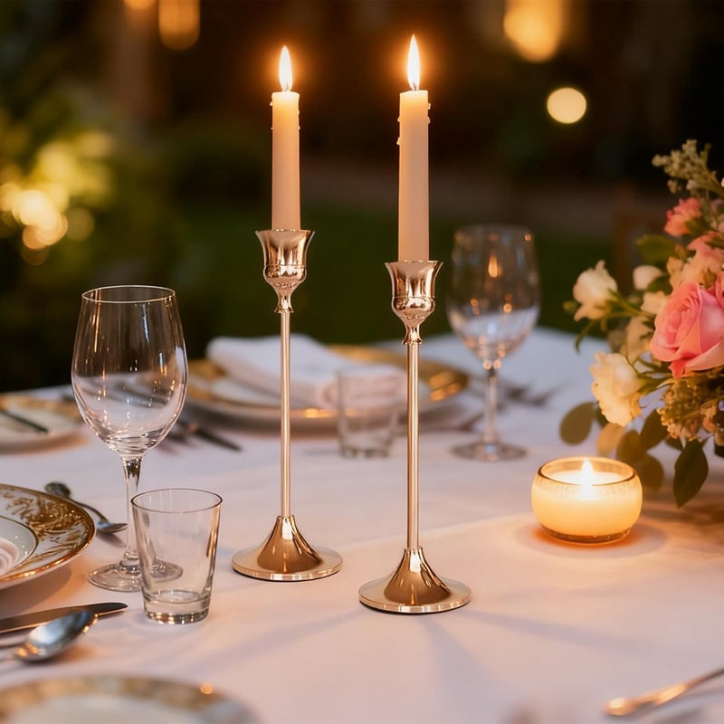 SHOWIN Full village delivery cover Candlestick Holders Rose Gold, 3 Packs Taper Candle Holder for Candlesticks, Candle Sticks Holder Decor for Home Decor Standard fit - Image 5