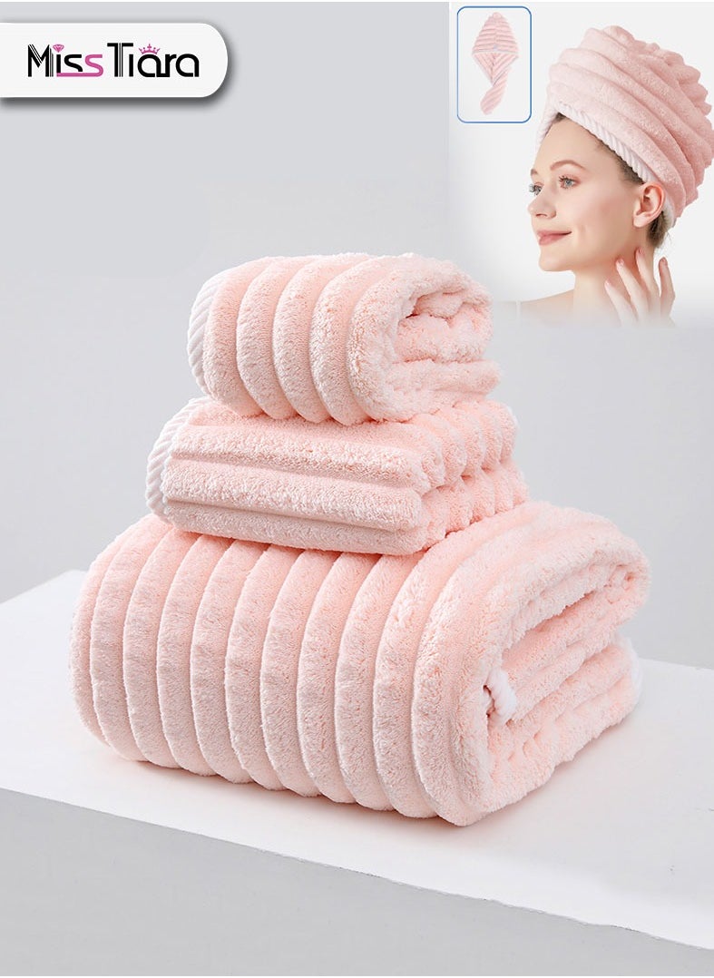 MissTiara Towel Set,3-Piece Bath Towel Set, 100% Combed Cotton, Quick Dry Highly Absorbent Thick Bathroom Soft Hotel Towels for Bath And Spa, Towel Set Includes Bath Towels, Hand Towels, Hair Drying Cap 80*150cm  - Image 1