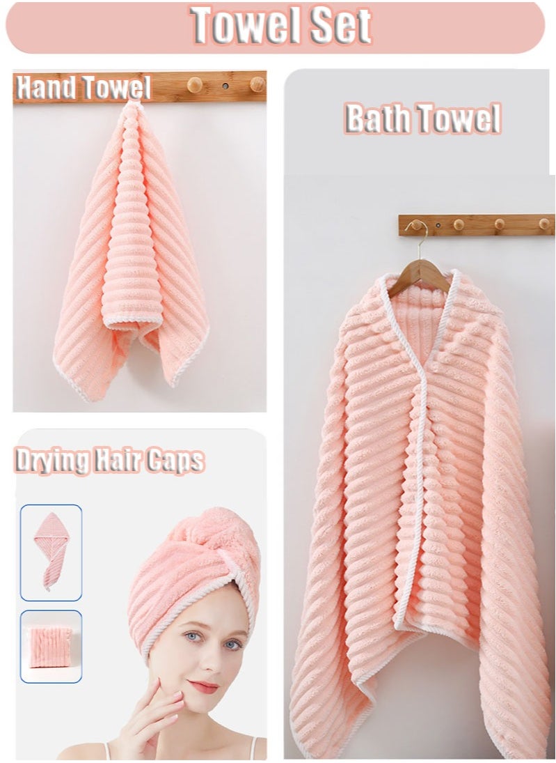 MissTiara Towel Set,3-Piece Bath Towel Set, 100% Combed Cotton, Quick Dry Highly Absorbent Thick Bathroom Soft Hotel Towels for Bath And Spa, Towel Set Includes Bath Towels, Hand Towels, Hair Drying Cap 80*150cm  - Image 4