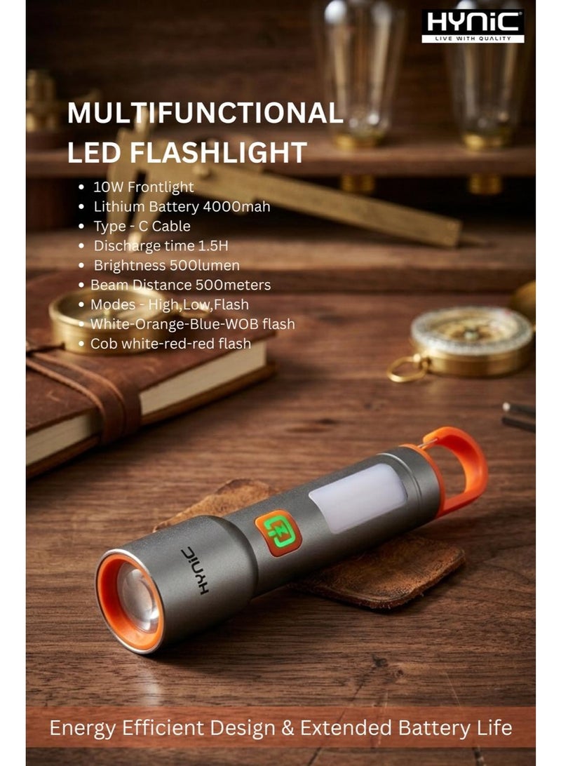 هاينك مصباح LED متعدد الوظائف بسعة 500 لومن مع فانوس مدمج، بطارية 4000 مللي أمبير أمبير، وتصميم قابل لإعادة الشحن من نوع C قابل للتحميل - Image 5