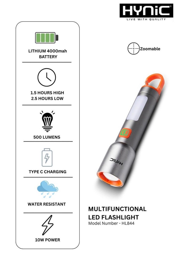 هاينك مصباح LED متعدد الوظائف بسعة 500 لومن مع فانوس مدمج، بطارية 4000 مللي أمبير أمبير، وتصميم قابل لإعادة الشحن من نوع C قابل للتحميل - Image 1