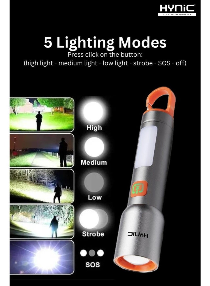 هاينك مصباح LED متعدد الوظائف بسعة 500 لومن مع فانوس مدمج، بطارية 4000 مللي أمبير أمبير، وتصميم قابل لإعادة الشحن من نوع C قابل للتحميل - Image 3