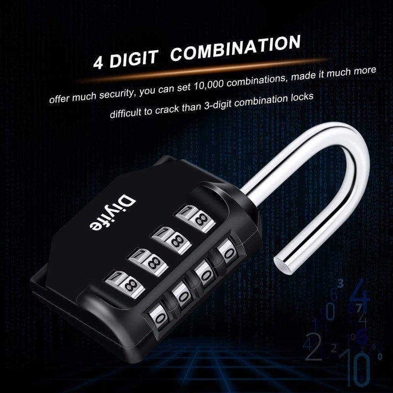 Diyife 3 Pack Weatherproof 4 Digit Combination Padlock for Lockers and Toolboxes - Image 4
