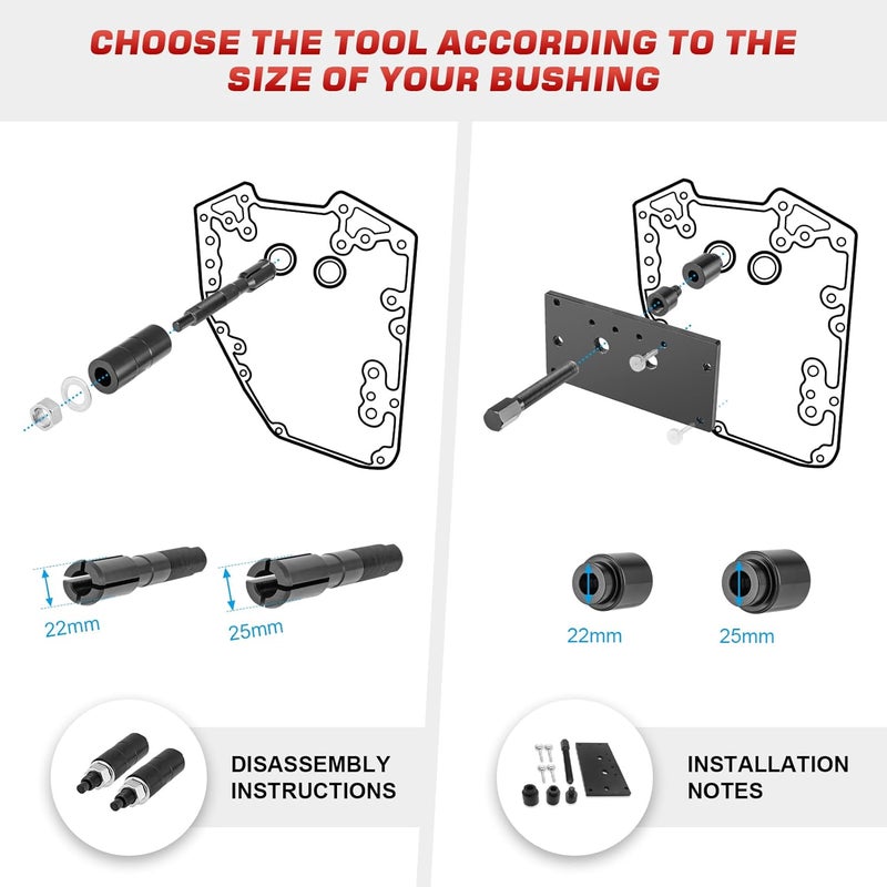 Dasen Inner Cam Bearing Installer and Puller Tools for Harley Davidson 1999-2017 - Image 4