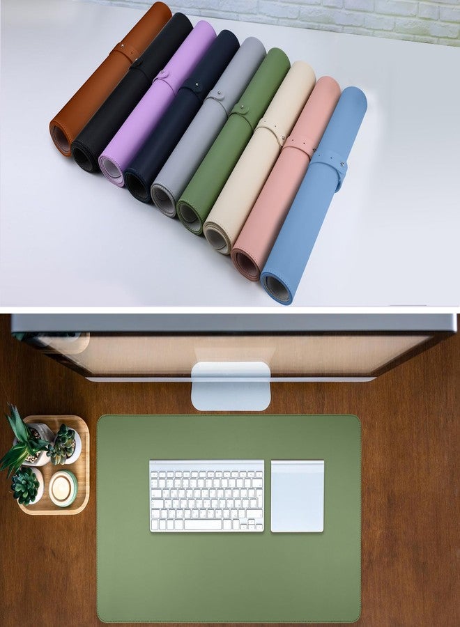 Busnos Cute Desk Mat - 35.4"x17" Laptop Mat, Non-Slip PU Leather Mouse Pad for Desktop, Green Office Desk Accessory - Image 3