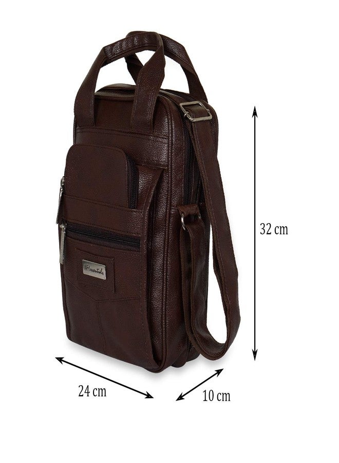 NFI essentials Leather Sling Bag for Men Cross Body Stylish Travel Messenger Office Side Bag (Dark Brown) - Image 5