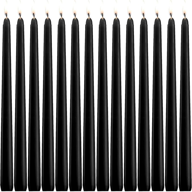Grcdoyvl 14 Unscented Black Taper Candle,10 inch Tall and 3/4 inch Thick,7.5 hrs Clean Burning,Dripless Candles for Weddings, Prayers, Festivals, Churches - Image 1