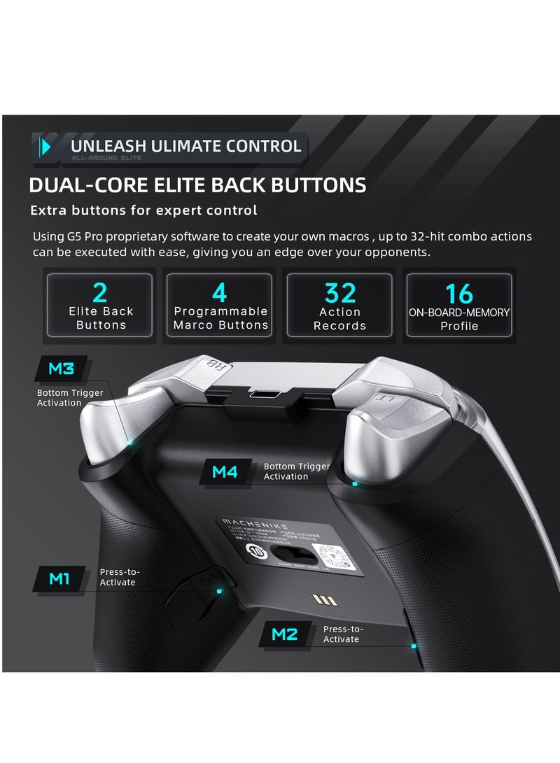 وحدة تحكم Machenike G5 Pro Switch، USB/Bluetooth 5.0/2.4G، مع أزرار قابلة للبرمجة، عصا تحكم، مشغل Hall، مفتاح Kaihua الصغير، لوحة ألعاب عن بعد للكمبيوتر الشخصي، NS، iOS، Android، TV Box (أسود) - Image 4