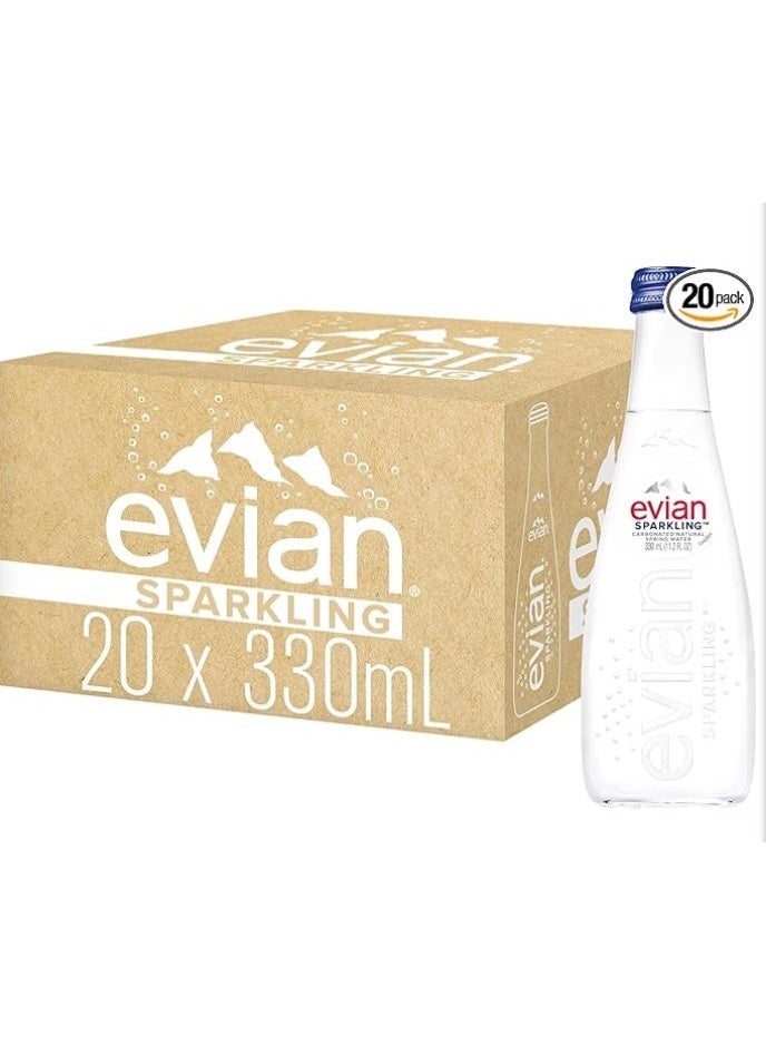 إيفيان مياه ايفيان الطبيعية الفوارة زجاج 330 مل × 20 | مياه جبال الألب النقية | ترطيب ممتاز - Image 2