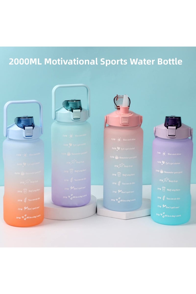 Generic Sports Water Bottles Set of 3, 2000ml+900ml+500ml BPA Free Motivational Sports Water Bottle with Time Capacity Marker Large Gym Cycling Water Bottle Cup Jug - Image 2
