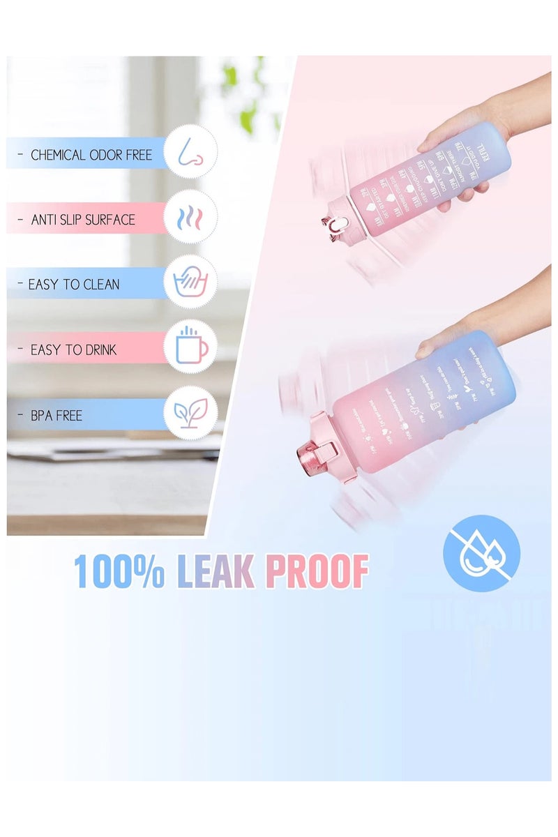 Generic Sports Water Bottles Set of 3, 2000ml+900ml+500ml BPA Free Motivational Sports Water Bottle with Time Capacity Marker Large Gym Cycling Water Bottle Cup Jug - Image 3