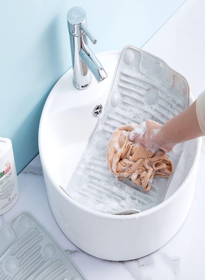 Akshify Washing Board Foldable Silicone Mini Laundry Washboard Portable Hand Wash Scrubbing Pad Anti-Skid Water Saving Cleaning Board for Clothes Shoes Towels Travel Home Laundry with Soap Holder - Image 5