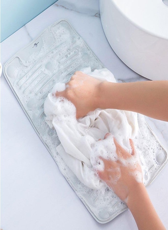 Akshify Washing Board Foldable Silicone Mini Laundry Washboard Portable Hand Wash Scrubbing Pad Anti-Skid Water Saving Cleaning Board for Clothes Shoes Towels Travel Home Laundry with Soap Holder - Image 3