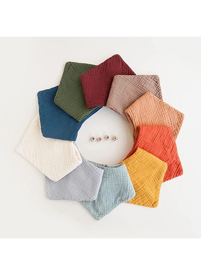 meayul 10 Pack Baby Bibs, Muslin Baby Bibs Adjustable 100% Cotton Baby Bandana Drool Bibs, new born baby items, Cotton With Super Absorbent Soft Drooling Bibs for Unisex Baby, Breathable for Teething Drooling - Image 2