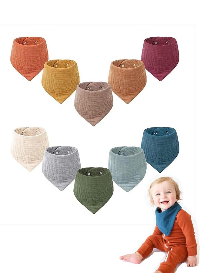 meayul 10 Pack Baby Bibs, Muslin Baby Bibs Adjustable 100% Cotton Baby Bandana Drool Bibs, new born baby items, Cotton With Super Absorbent Soft Drooling Bibs for Unisex Baby, Breathable for Teething Drooling - Image 1