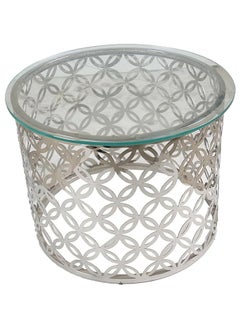 RIGID Stainless Steel Round Coffee Table with Glass Top  50x65x65cm  - Image 1
