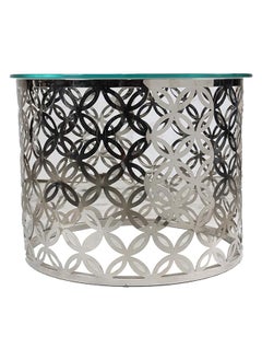 RIGID Stainless Steel Round Coffee Table with Glass Top  50x65x65cm  - Image 4