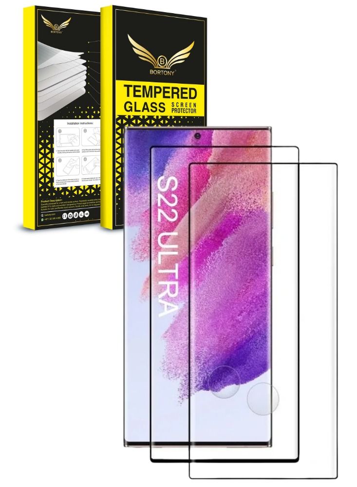 BORTONY Pack of 2 Tempered Glass Screen Protectors For Samsung Galaxy S22 Ultra 5G - Image 1