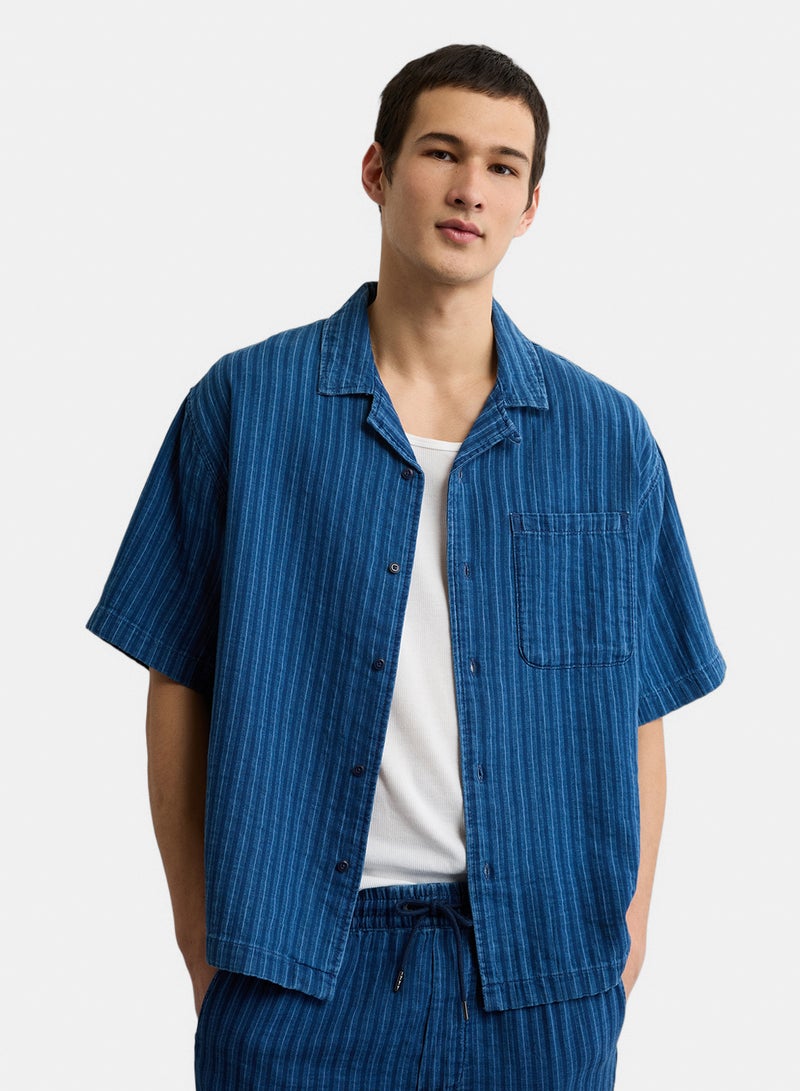 American Eagle AE Relaxed Fit Short Sleeve Camp Collar Shirt - Image 1