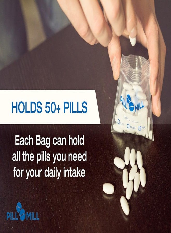 Pill Mill Pill Bag Count - Size 3" X 2" 3 Mil – Plastic Pill Organizer Bags – Small Pocket Pill Baggies – Travel Pill Pouch– Daily AM PM Medicine Storage Pouches – Locking Pill Carrier Container (100-Pack - Image 3