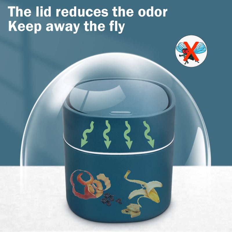 Business King Mini Desk Trash Can with Lid with Trash Bags 180 pcs Press-Top 0.5 Gallon Tiny Countertop Waste Basket Small Table Top Plastic Covered Garbage Bin for Desk Top (Blue) - Image 2