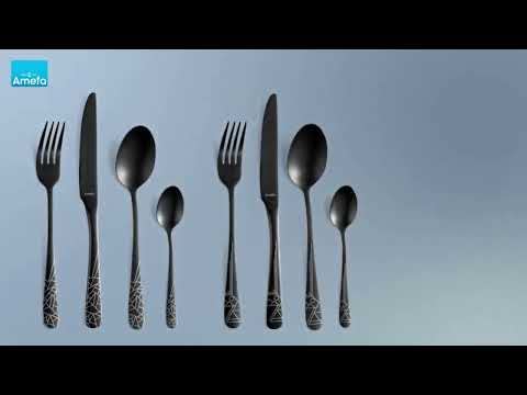 Amefa Premium Designer Stainless Steel Cutlery Set | 16 Pcs Black Spoon Fork Knife Set for Dining Table | Modern Kitchen Cutlery Set | Durable Rustproof Flatware Set - Image 5