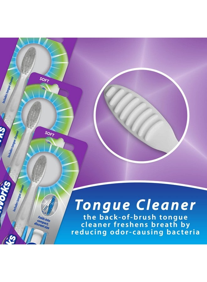 BrightWorks BrightWorks Folding Travel Toothbrush (12 Total, 6 Sets of 2) with Built-in Cover. Portable with Soft Bristles and Tongue Cleaner. for Camping, Hiking, Travel, Work, Gym, Purse, Backpack.  - Image 5