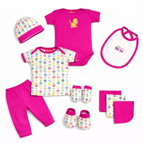 VParents Honey Punch New Born Baby Gift Set (Pink, Pack of 10) - Image 1