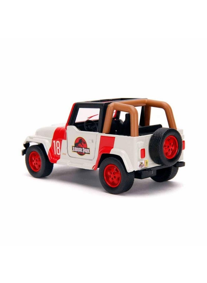 Jada Toys Jurassic World 1:32 Jeep Wrangler Die-cast Car, Toys for Kids and Adults,White/Red - Image 4