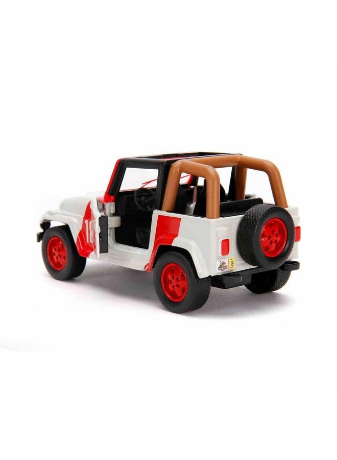 Jada Toys Jurassic World 1:32 Jeep Wrangler Die-cast Car, Toys for Kids and Adults,White/Red - Image 5