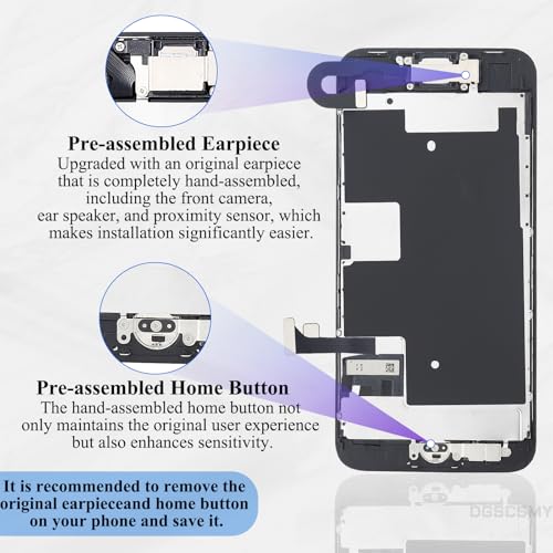 DGSCSMY for iPhone SE 3rd / 2nd Generation and for iPhone 8 Screen Replacement with Home Button SE 2022 LCD Display 4.7" SE3 3D Touch Digitizer with Ear Speaker Front Camera Full Repair Tools Kit - Image 3