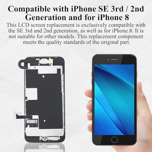 DGSCSMY for iPhone SE 3rd / 2nd Generation and for iPhone 8 Screen Replacement with Home Button SE 2022 LCD Display 4.7" SE3 3D Touch Digitizer with Ear Speaker Front Camera Full Repair Tools Kit - Image 4