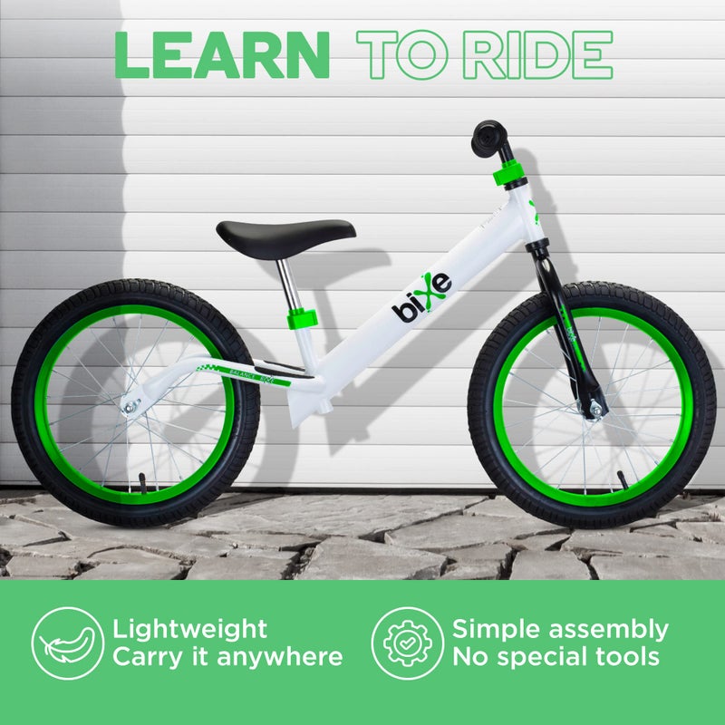 Bixe Balance Bike - 16" (40.6 cm) Big Kids' Training Bikes - Kids Balance Bike Designed for Children Ages 4 to 9 - No Pedal Push Bicycle for Boys or Girls - Green - Image 2