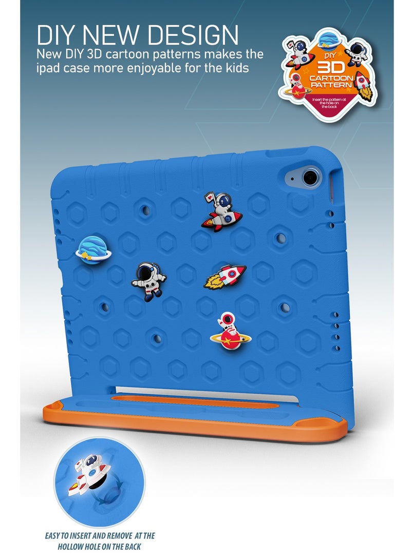 Moxedo Rugged Protective EVA Silicone Kids Case Cover, Shockproof DIY 3D Cartoon Pattern with Pencil Holder, Stand and Handle Grip Compatible for Apple iPad 2022 (10th Gen) 10.9 inch – Sky Blue - Image 2