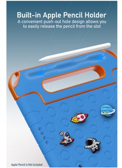 Moxedo Moxedo Rugged Protective EVA Silicone Kids Case Cover, Shockproof DIY 3D Cartoon Pattern with Pencil Holder, Stand and Handle Grip Compatible for Apple iPad 2022 (10th Gen) 10.9 inch – Sky Blue  - Image 4