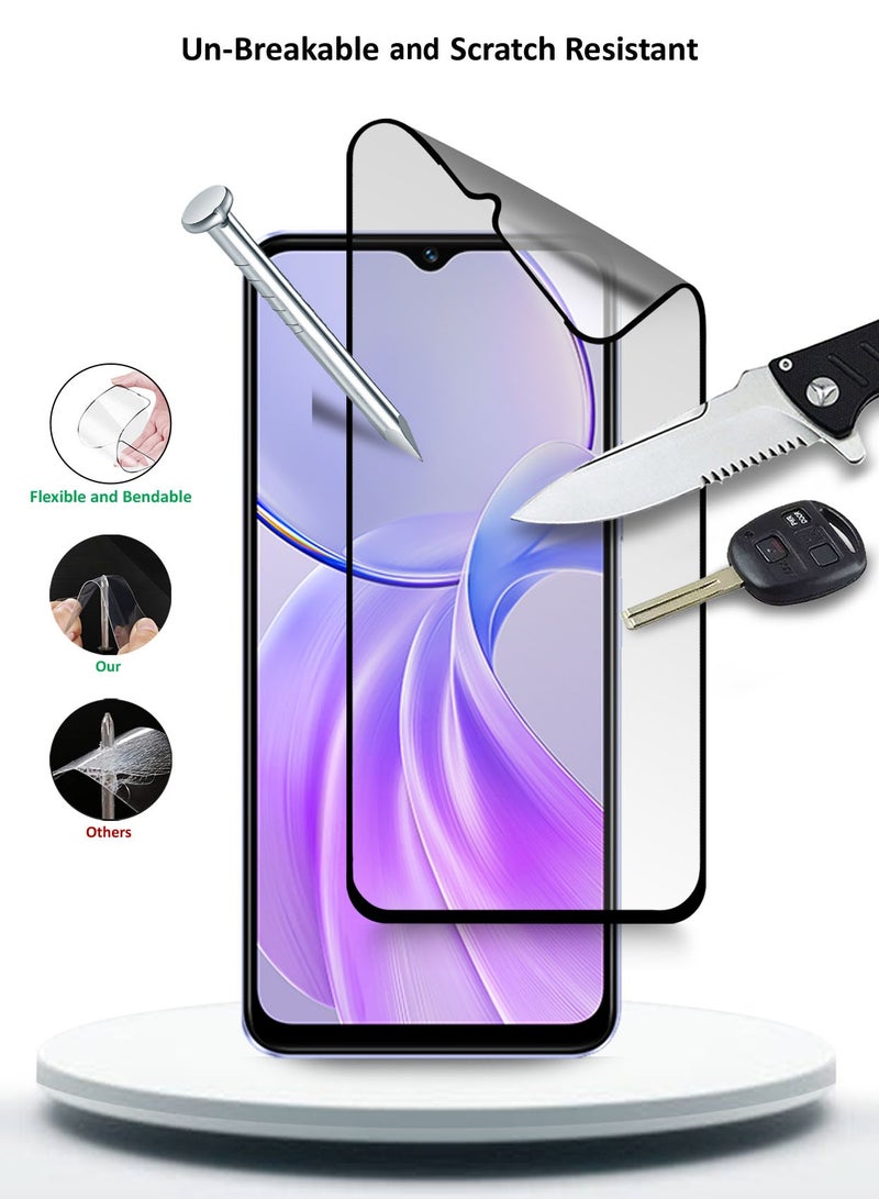 دبليو تيك Vivo Y28s 5G 2024 نانو سيراميك كامل الغراء بغطاء كامل واقي شاشة مرن غير لامع (MSCNMN) - شفاف / أسود - Image 3