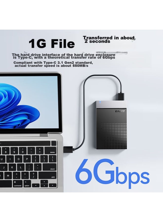 EAGET Yijie External Hard Drive Enclosure, 2.5-inch Type-c, 6gbps, For Ssd And Mechanical Hard Drives, Usb3.1 To Sata, Portable Enclosure For Laptops - Image 2