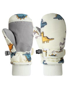 Excefore Kids Ski Gloves, Toddle Thermal Snow Waterproof Gloves, Dinosaur Pattern With Plush Lining Winter Ski Mittens for Toddlers Boys Kids Baby Outdoor Skiing Snowboarding, M Size  - Image 1