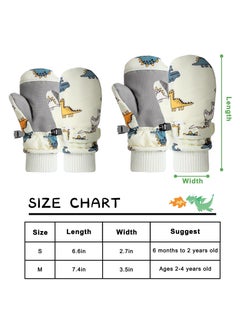 Excefore Kids Ski Gloves, Toddle Thermal Snow Waterproof Gloves, Dinosaur Pattern With Plush Lining Winter Ski Mittens for Toddlers Boys Kids Baby Outdoor Skiing Snowboarding, M Size  - Image 5