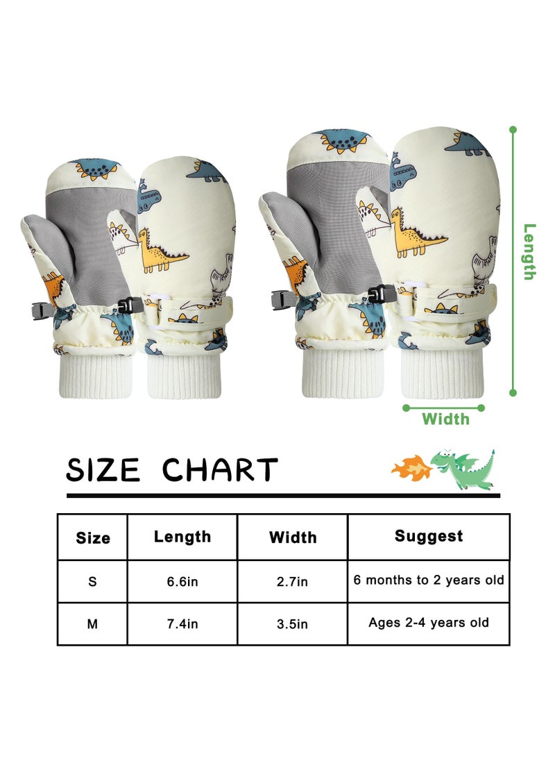 Excefore Kids Ski Gloves, Toddle Thermal Snow Waterproof Gloves, Dinosaur Pattern With Plush Lining Winter Ski Mittens for Toddlers Boys Kids Baby Outdoor Skiing Snowboarding, M Size  - Image 5